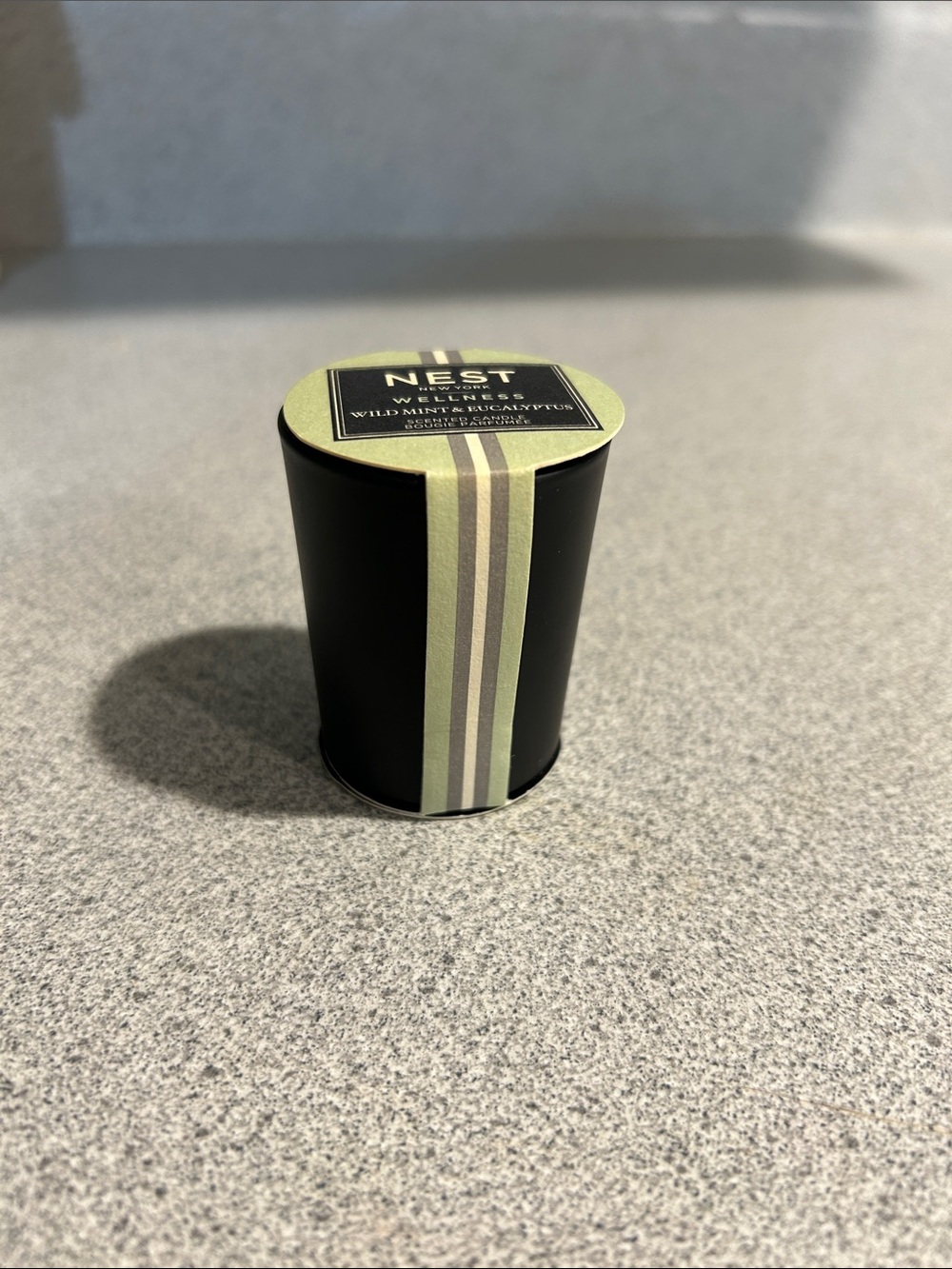 NEST Fragrances Black Travel Candle with Sage-Striped Lid